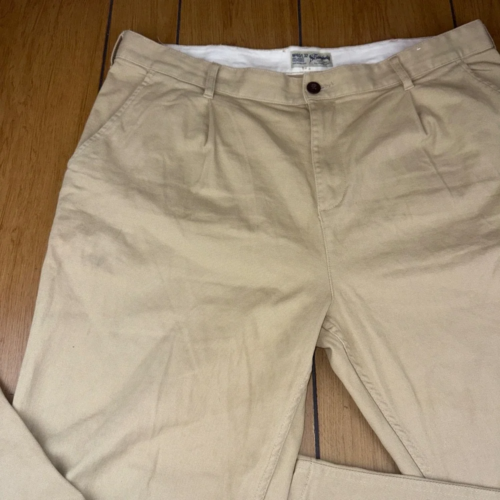 The Stronghold‎ Relaxed Tapered Khaki Pants Mens W40 L32 Pleated Cotton